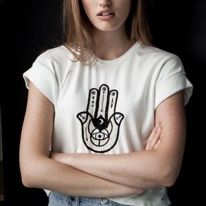 Hamsa Hand Embroidered Top Brandy Melville